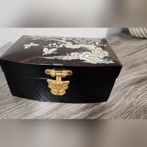 Korean Mother of Pearl Wood 2-stage Oriental Butterfly Black Treasure Jewelry